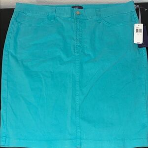 NYDJ Bright Turquoise Cotton-Blend Mini Skirt